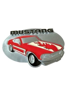 SISKIYOU Ford Mustang Vintage Belt Buckle Pewter Enamel Sports Car Enthusiast